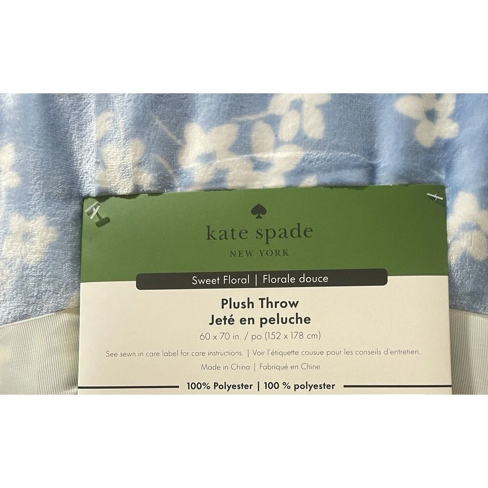 Kate Spade New York Sweet Floral Plush Throw Blanket - Blue & White (60